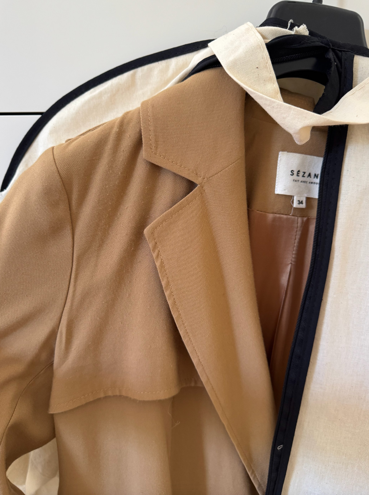 Sezane Oprah Trench Coat Size 34 in good condition with original dust cover