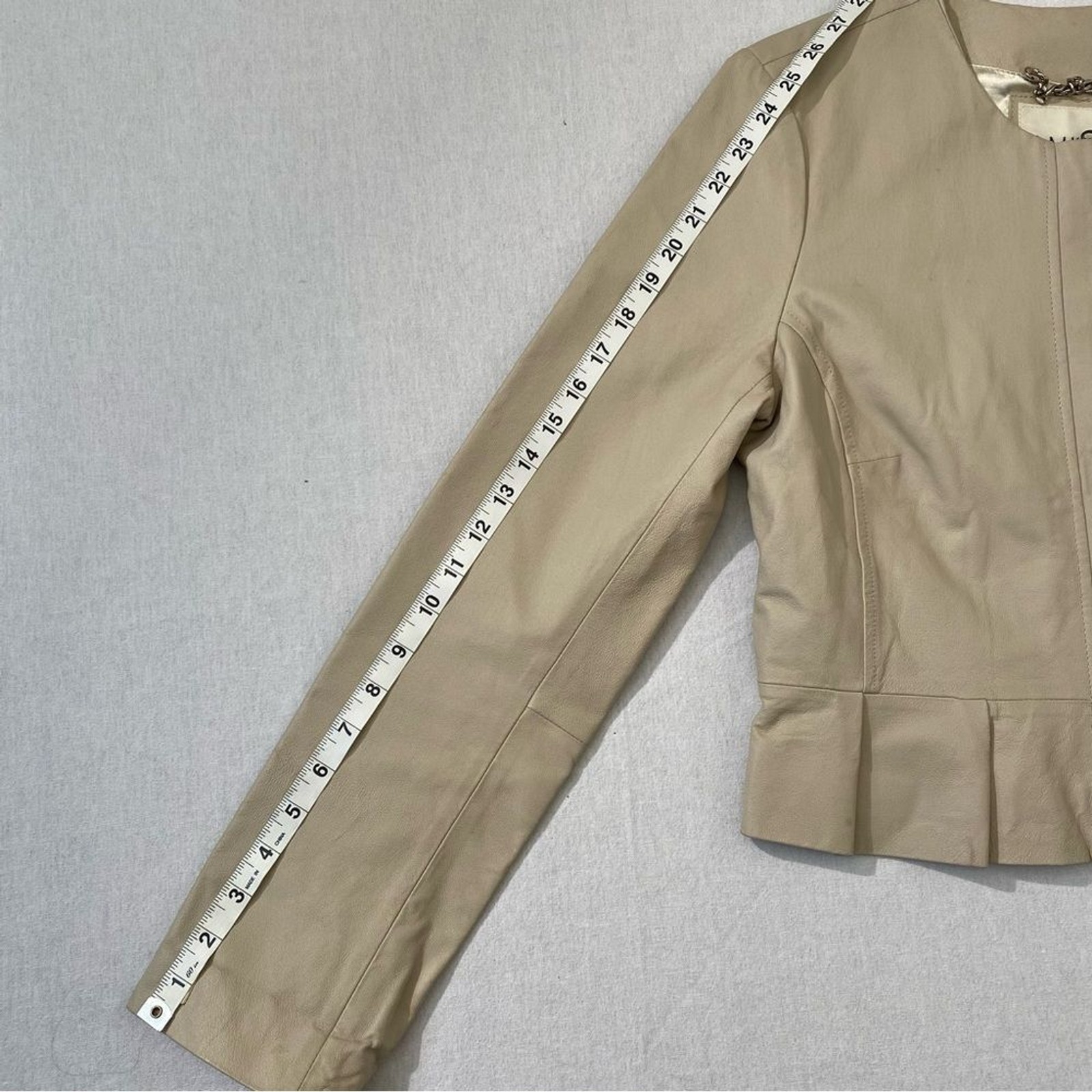 BB Dakota Steve Madden Cream Leather Jacket Minimalist Moto Size S