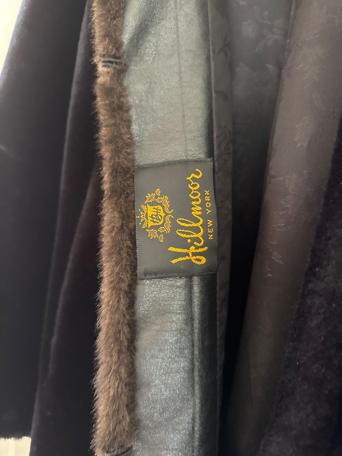 VTG 50s Hillmoor New York Faux Mink Fur Coat Black Brown Mid Century USA Made