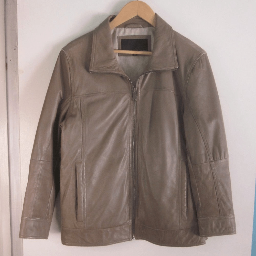 Wilson’s Leather Womens Size S Taupe / Tan Full Zip Front Genuine Leather Jacket