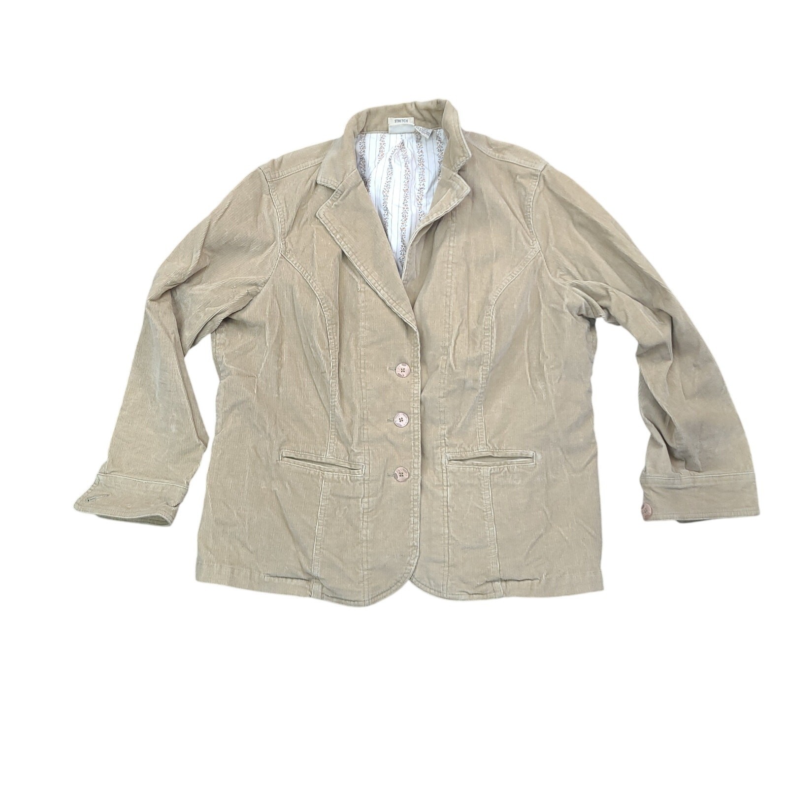 St. John’s Bay Lined Corduroy 1X Women’s Jacket Tan Made In Bangladesh