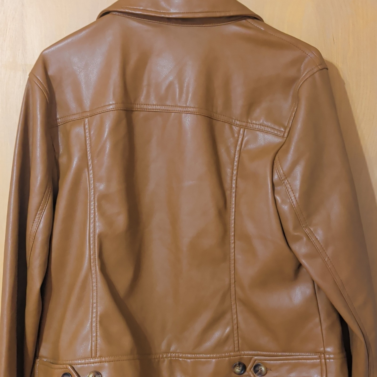 Bagatelle Collection Women’s Brown Button Collared Pocket Mid-Length Shacket L