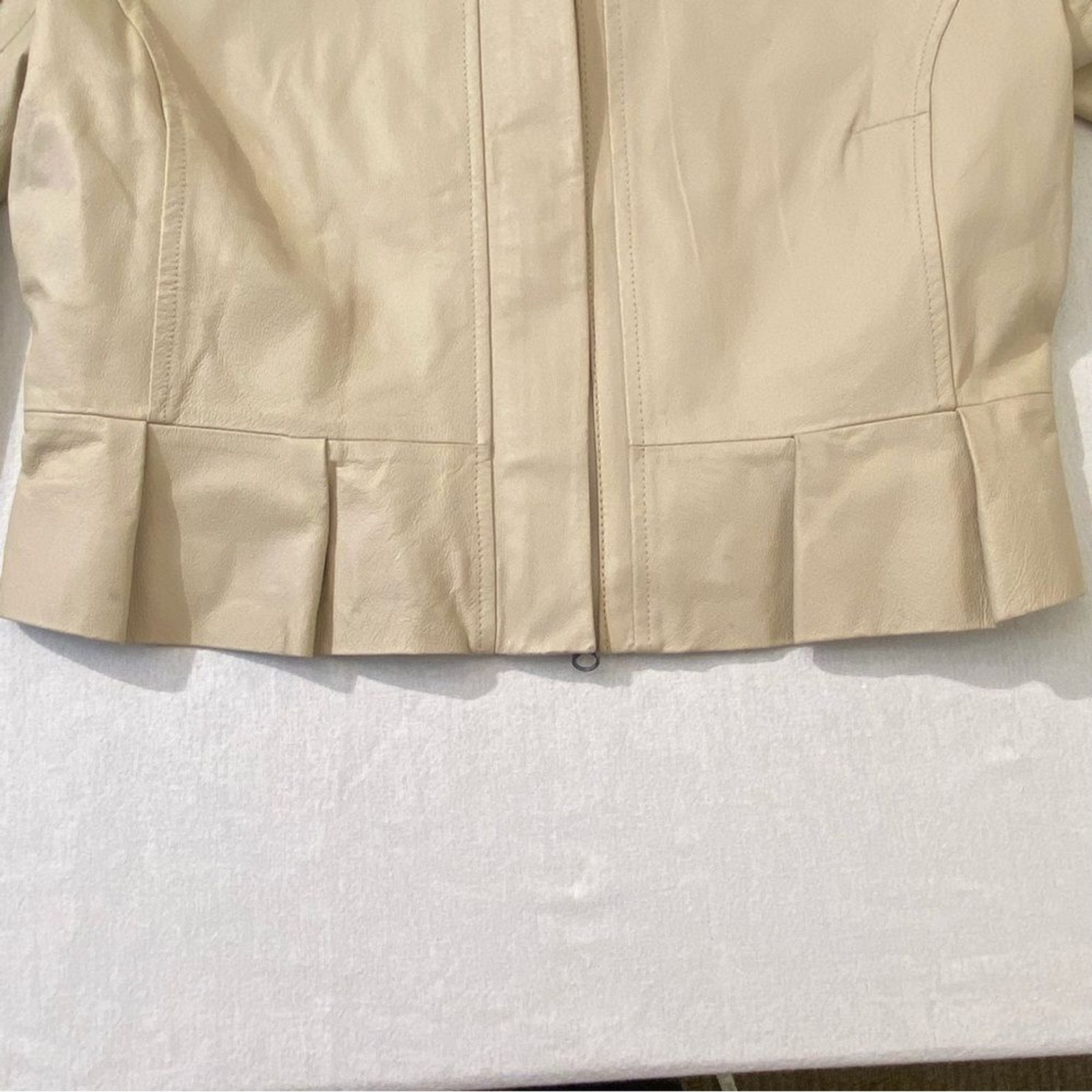 BB Dakota Steve Madden Cream Leather Jacket Minimalist Moto Size S