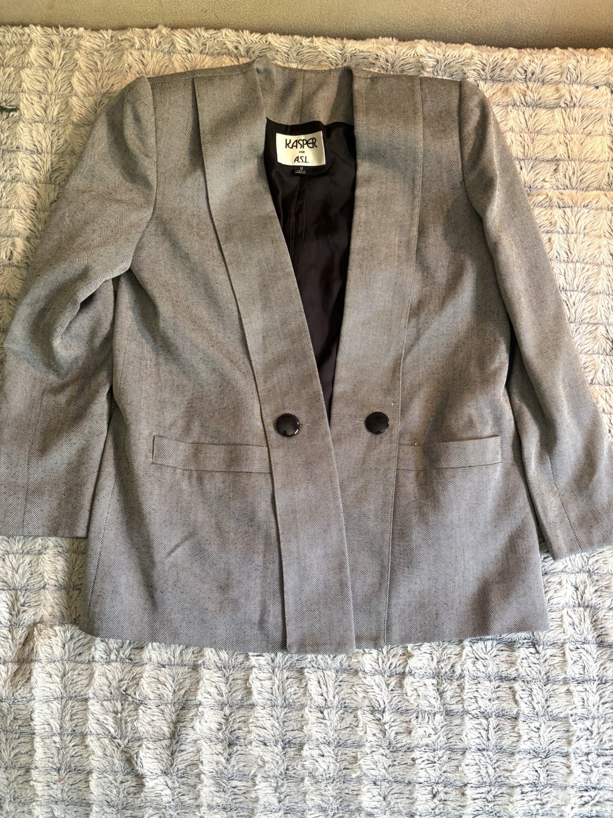 Vintage 80s Kasper Herringbone Blazer – Size 6