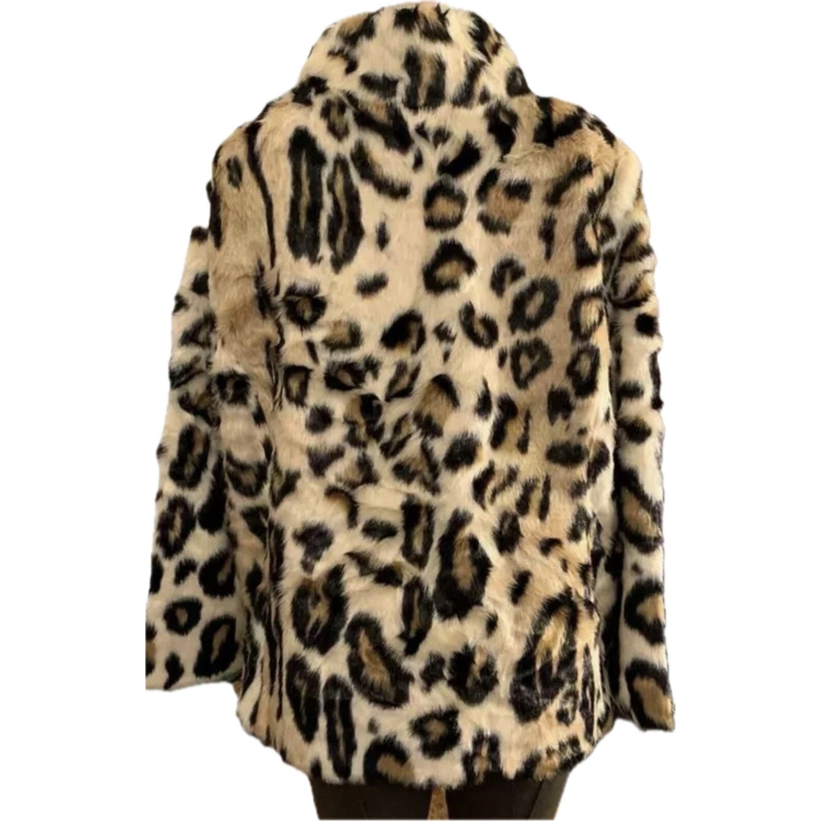 Donna Salyers Fabulous Fur 22/24 Leopard Print Faux Fur Coat Stand -Up Collar