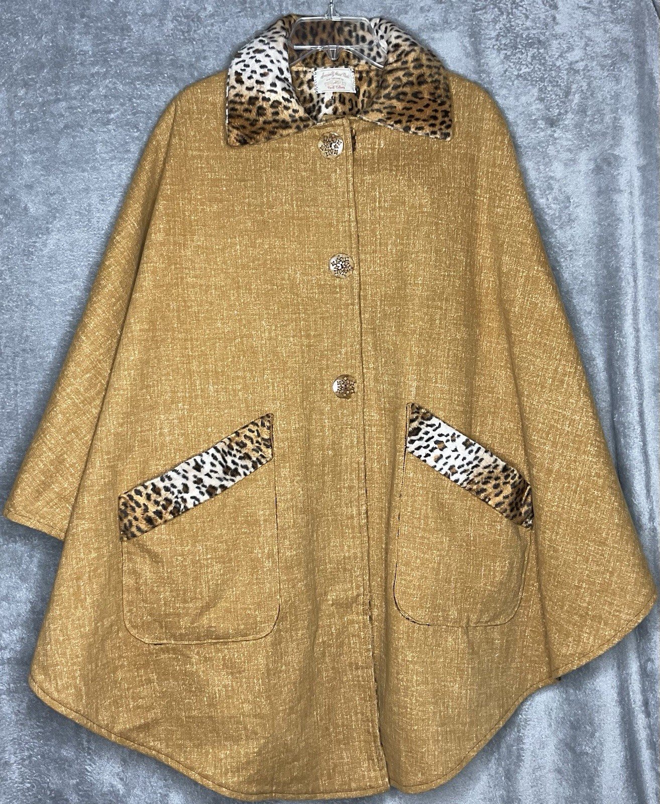 Tirill Colberg Handmade Reversible One Size Swing Coat Leopard Gold Magnetic