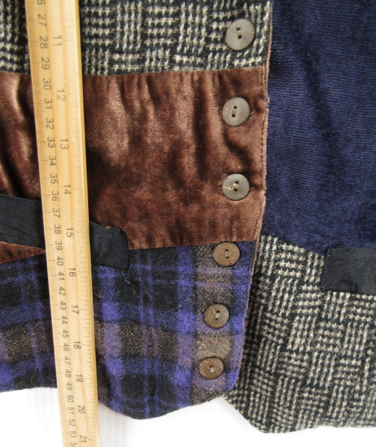 VINTAGE April Cornell Waistcoat Vest Women Small Purple Velour Wool Patchwork *