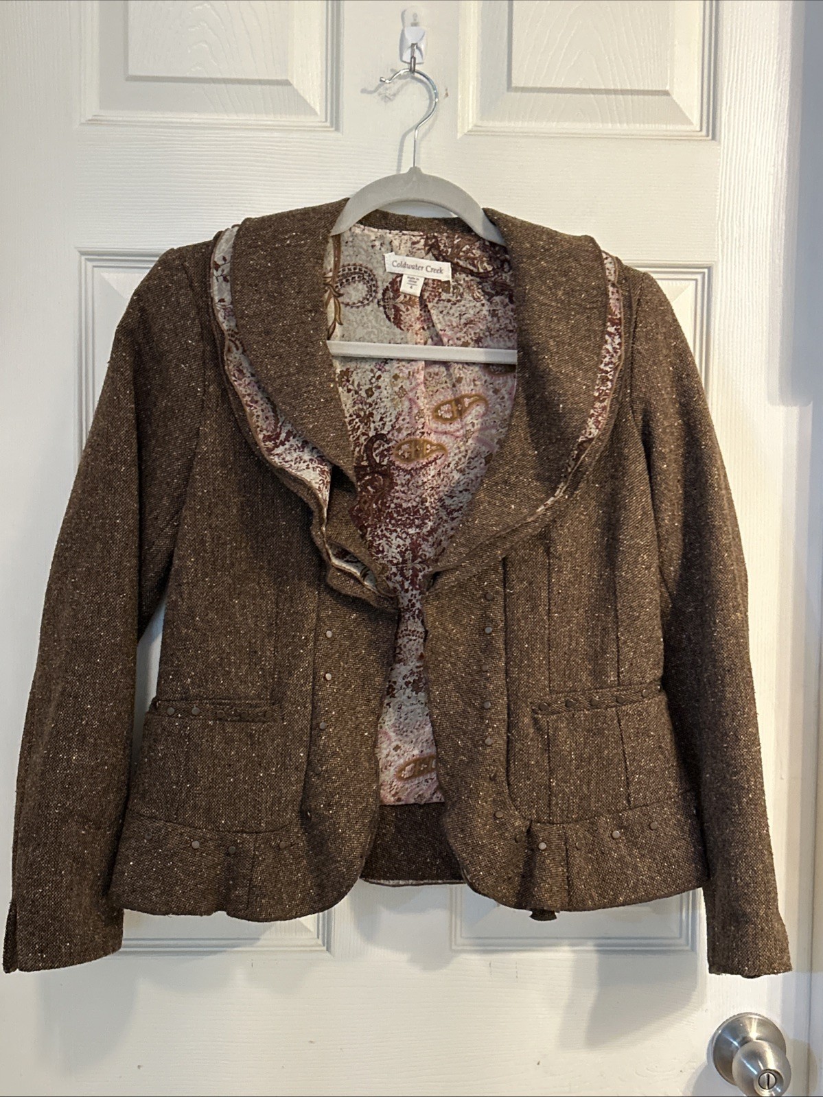 Coldwater Creek Women’s Brown Polyester Wool Blend Blazer Jacket Size 4
