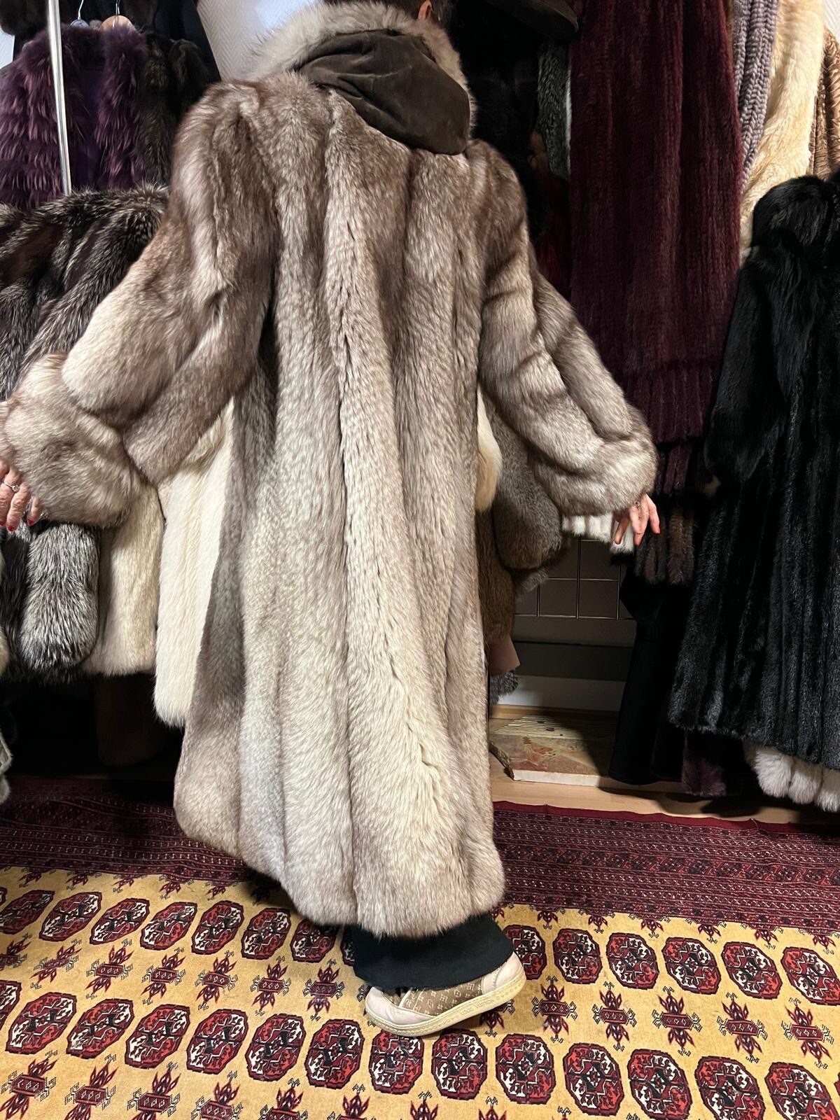 Fox coat blue fox fur coat fur real fur blue fox coat full 38-40/M