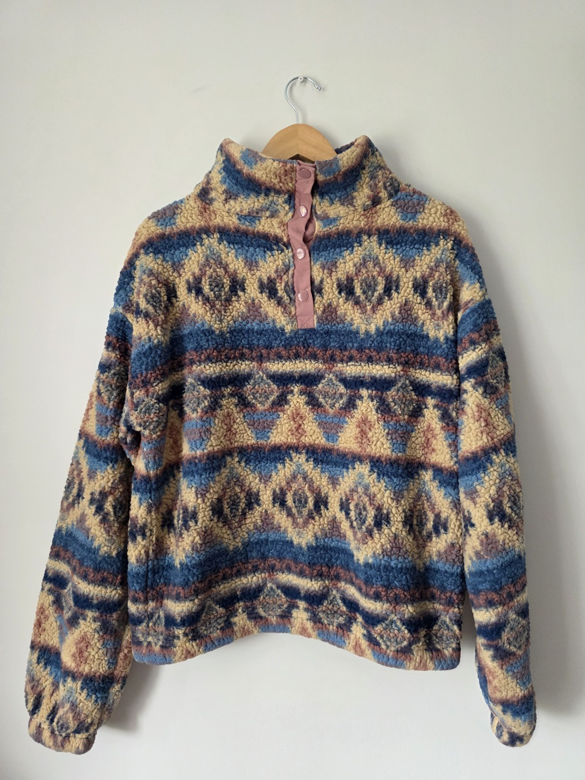 SO Multicoloured Aztec Design Fleece Jacket Size L UK 14-16