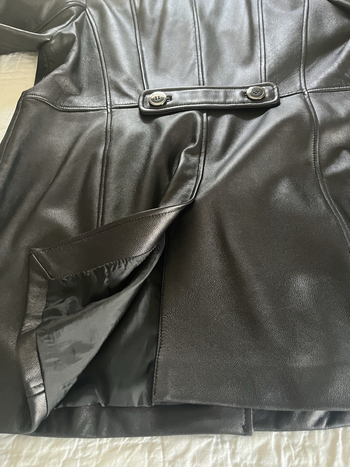 Vintage 90s Wilsons Black Leather Jacket Long XL