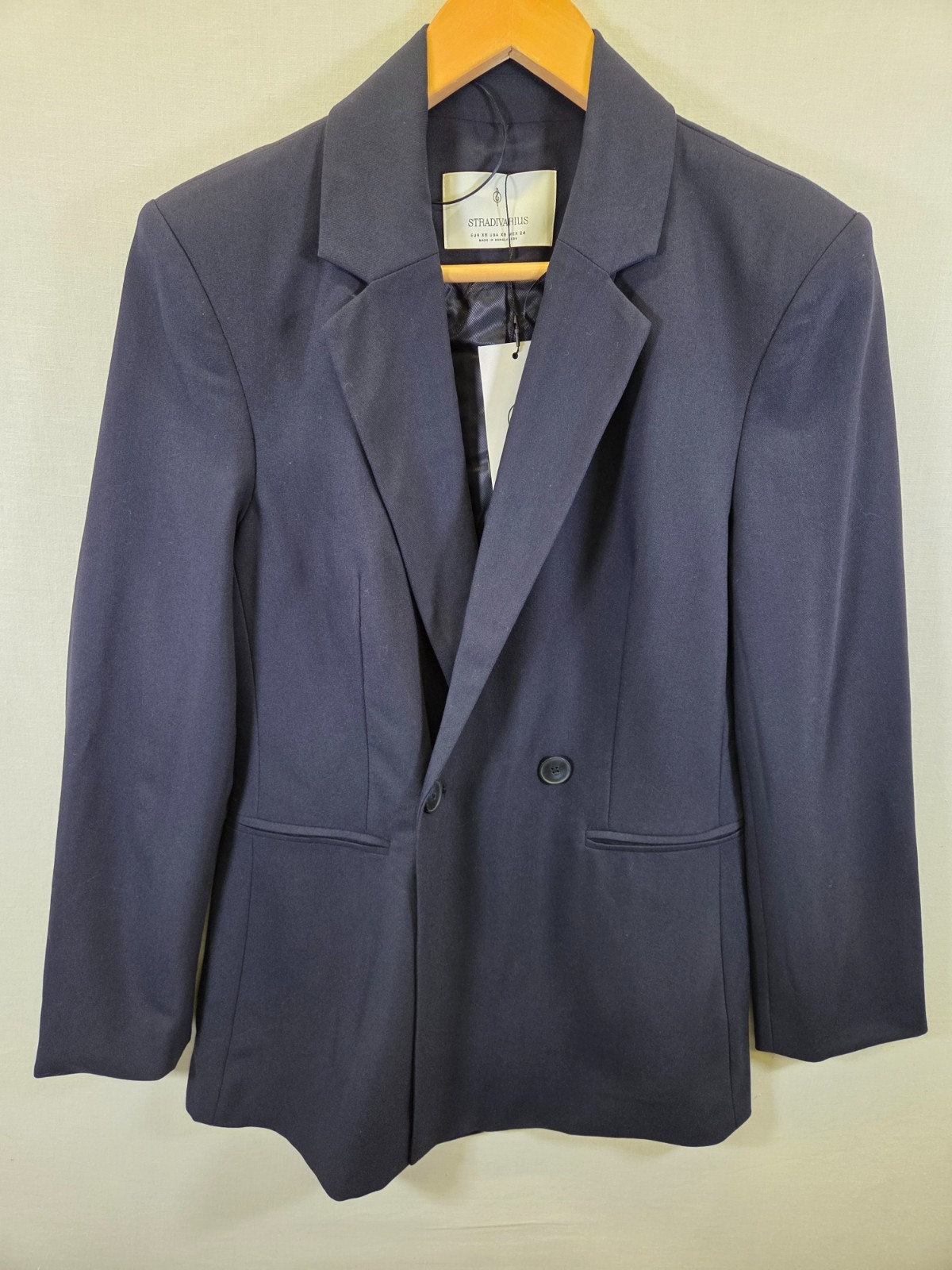 Stradivarius Women’s Double Breasted Blazer Size XS Navy Slim Fit Smart Jacket