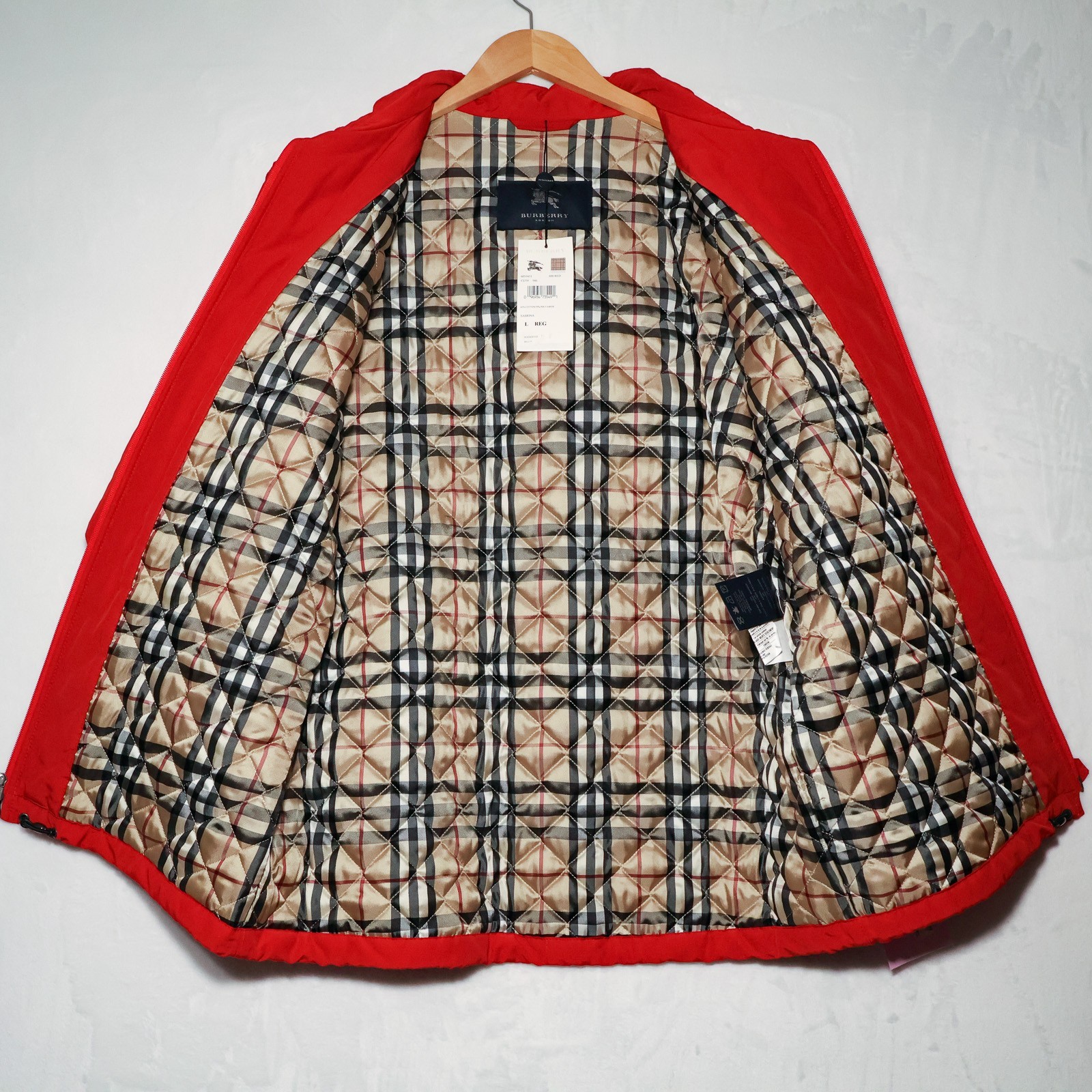 NEW Burberry London Jacket Barn Chore Utility Nova Check Lined VTG Womens Large