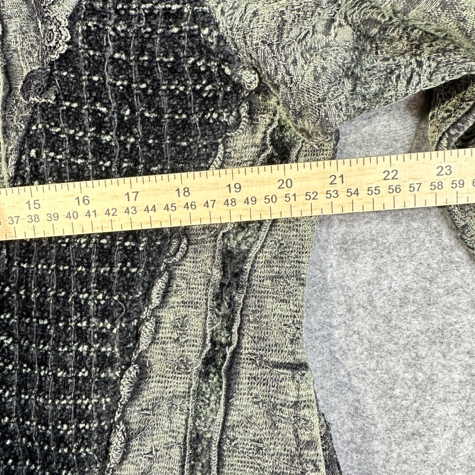 Boho Patchwork Jacket Crochet Trim Textured Artsy Lagenlook Festival Women’s L