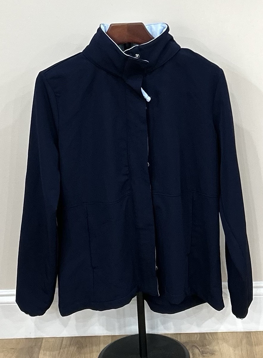 TEK GEAR Women’s Hooded Jacket Blue Long Sleeve Rain/Wind Resistant Medium EUC