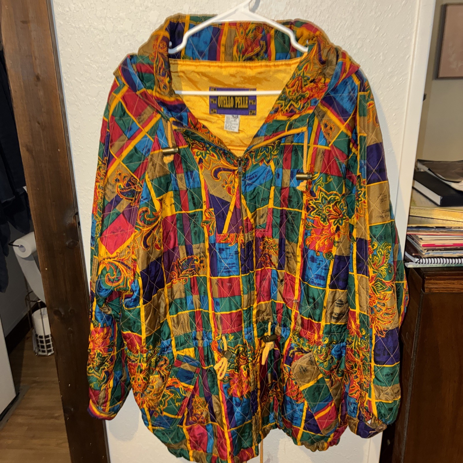 otello pelle jacket Shell silk size med hooded Multi Colored Pleated Lining