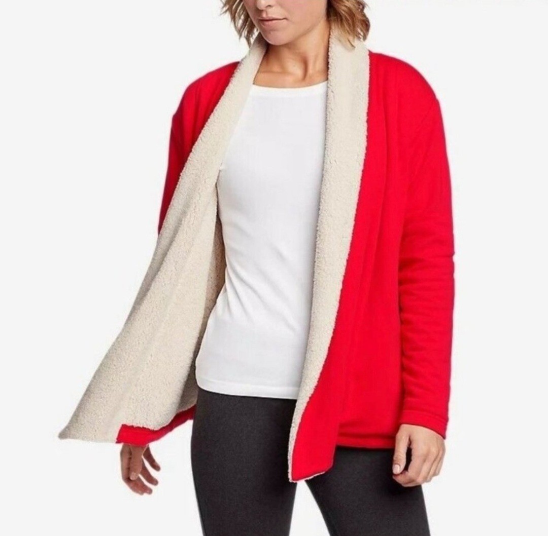 Eddie Bauer Women’s Size Medium Sherpa Lined Warm Open Cardigan Jacket