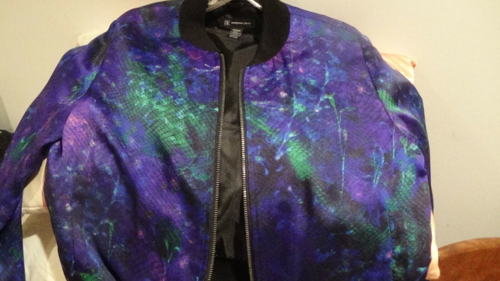 INC International, brilliant colored lined baseball jacket, sz M womens