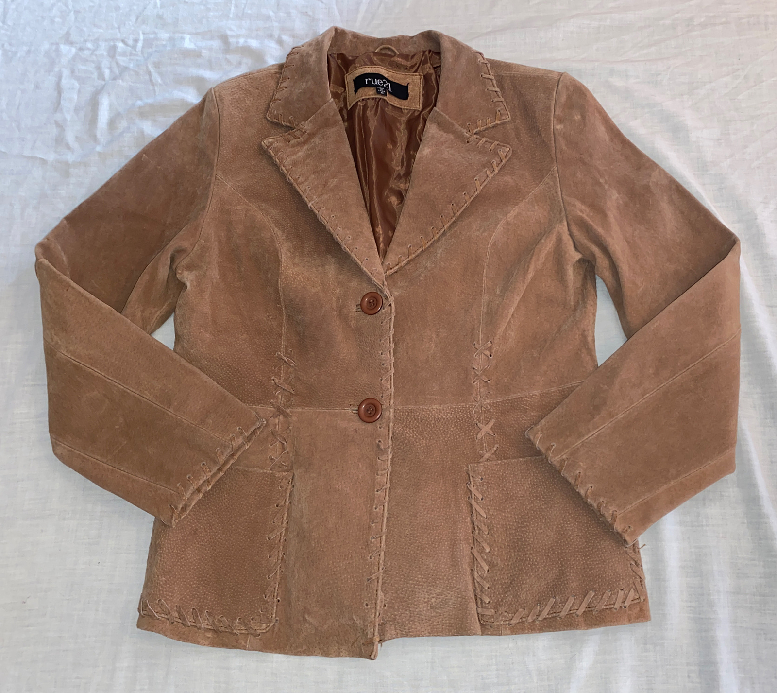 Women’s Rue 21 Brown 100% Genuine Leather Jacket Button Up Size Medium EUC