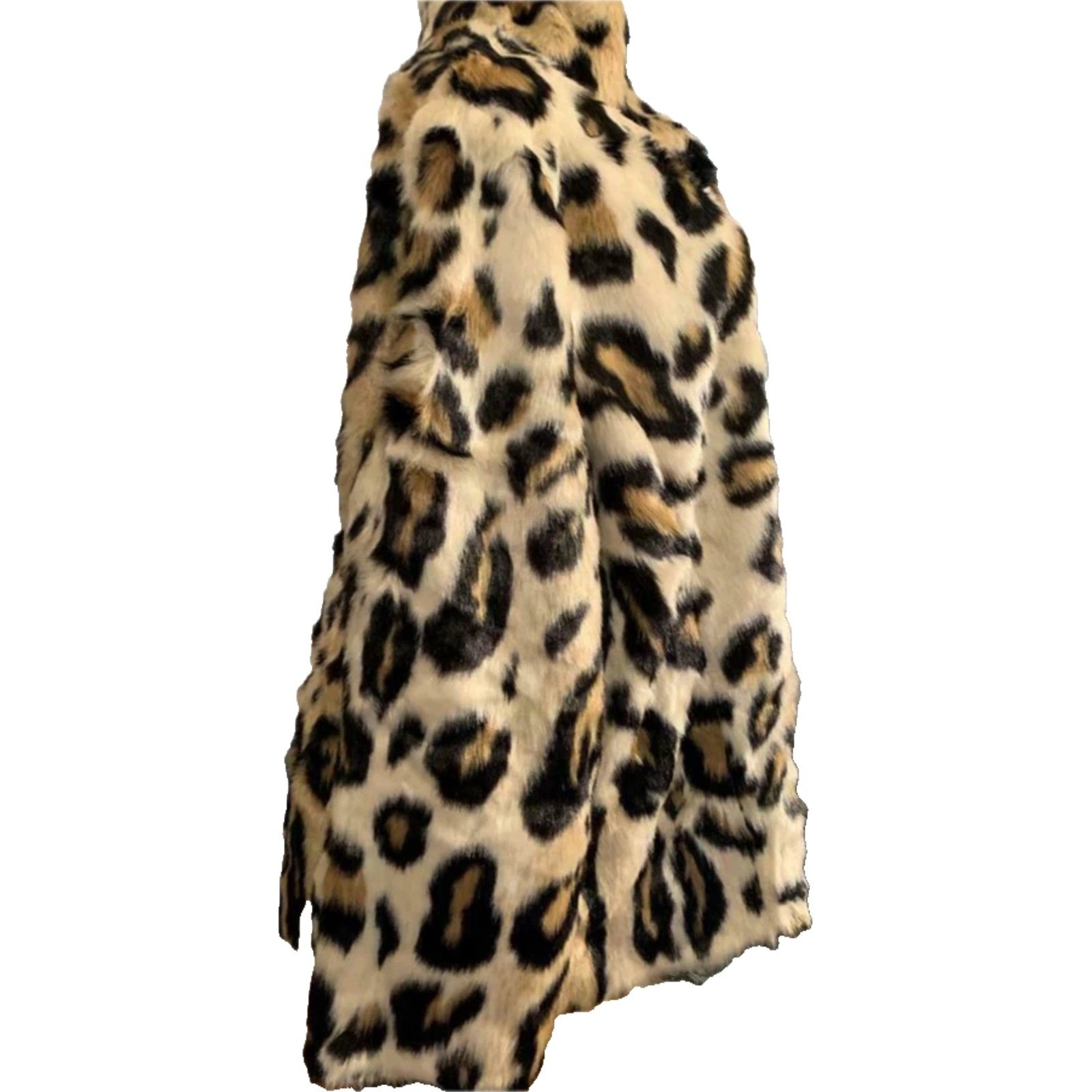 Donna Salyers Fabulous Fur 22/24 Leopard Print Faux Fur Coat Stand -Up Collar