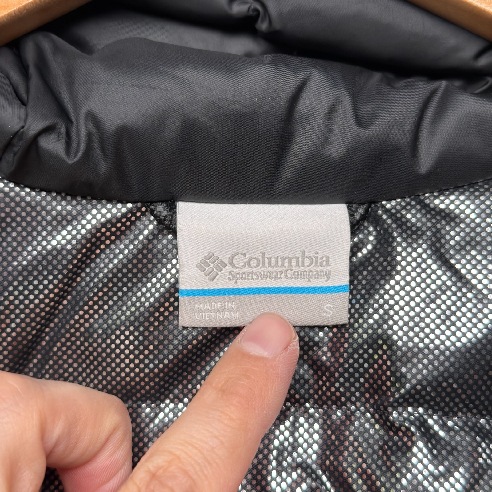 Columbia Jacket Womens Small Brown Brown Black Duck Down Puffer Omni-Heat