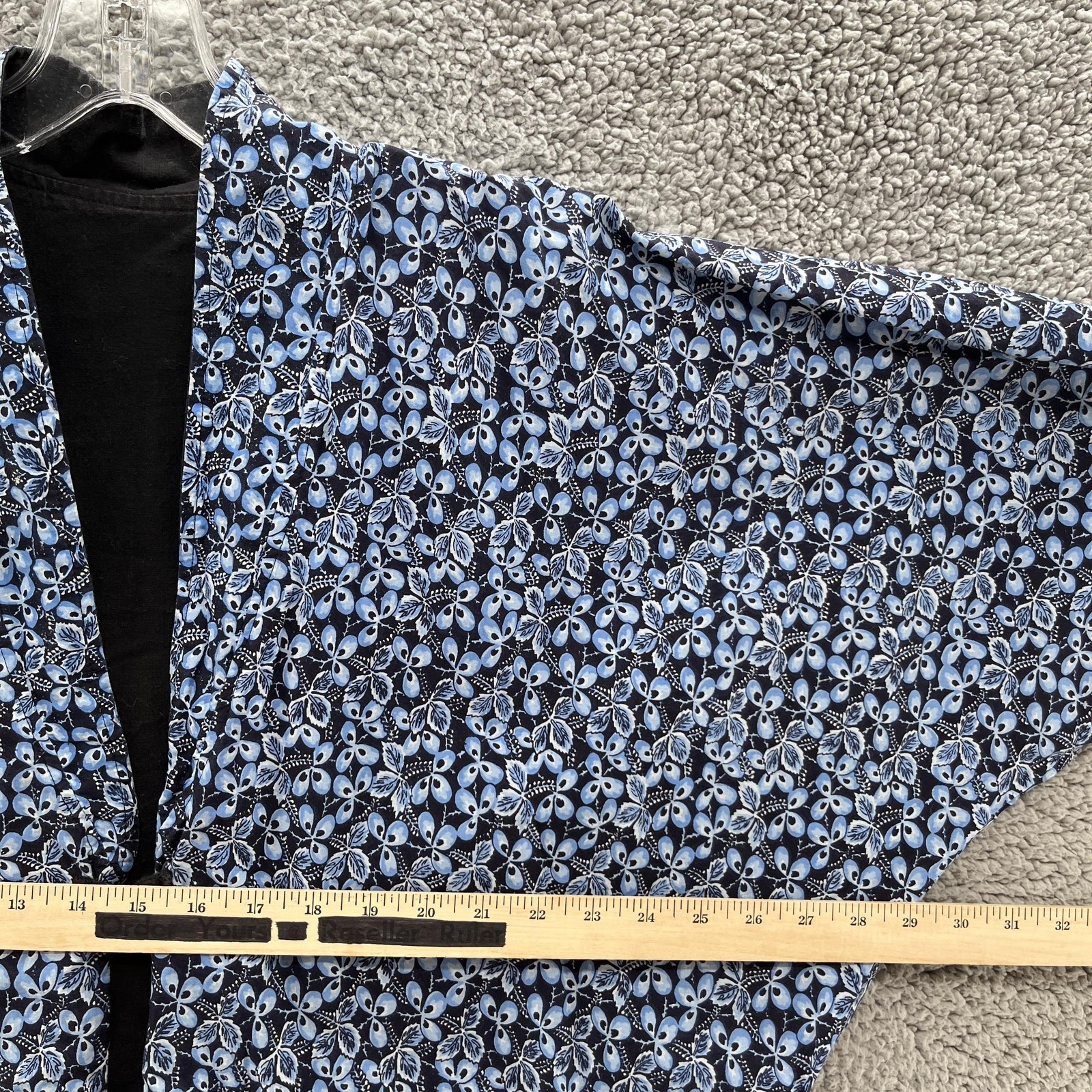 Museum Fine Arts Boston Jacket Womens OS Blue Floral Kimono Handmade Lagenlook