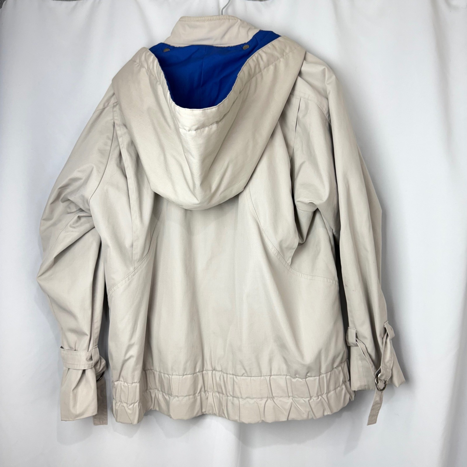 London Fog Beige Hooded Zip Up Jacket Women 12 Regular Casual Outerwear