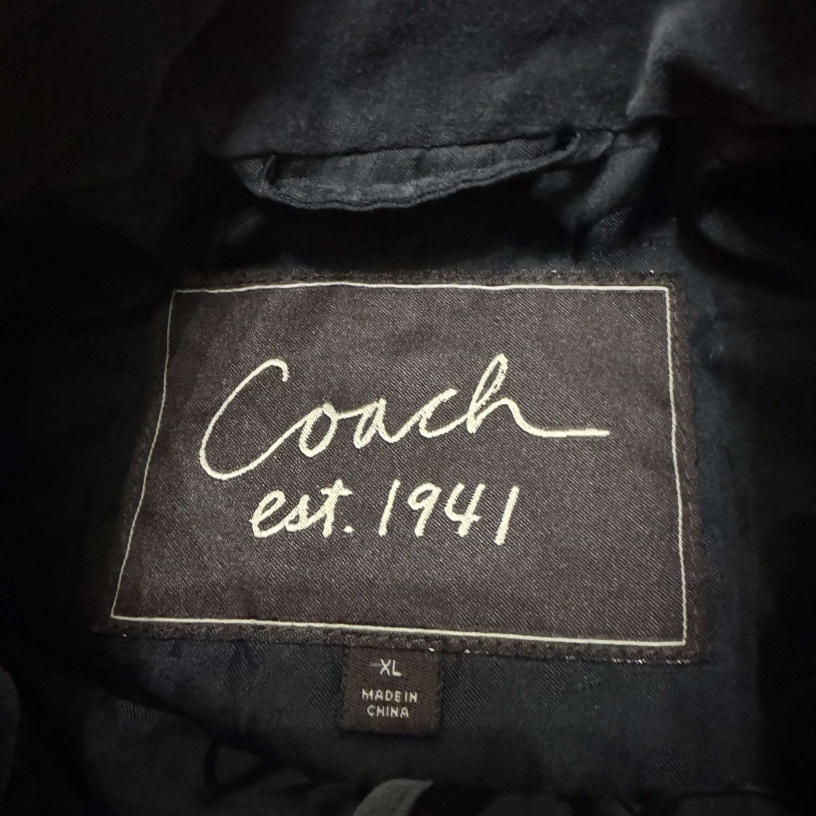Coach Jacket Womens XL Dark Gray Quilted Velvet Mandarin Snap Button Outdoor