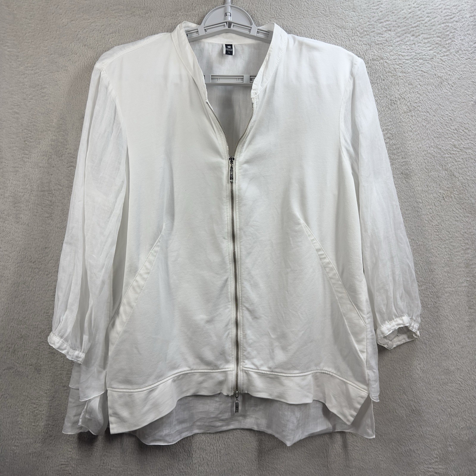 European Culture Lightweight Jacket Top Women’s L Full Zip Sustainable Natural