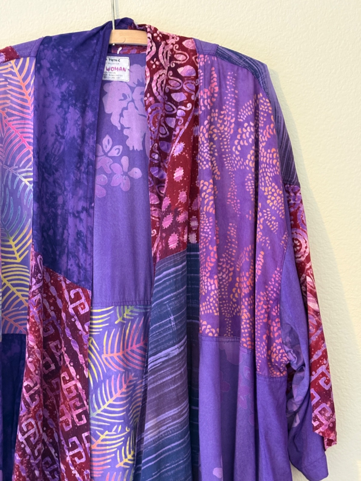 Vintage 90s Batik Wild Thing Wild Woman Kimono/Jacket L/XL Patch Artisian