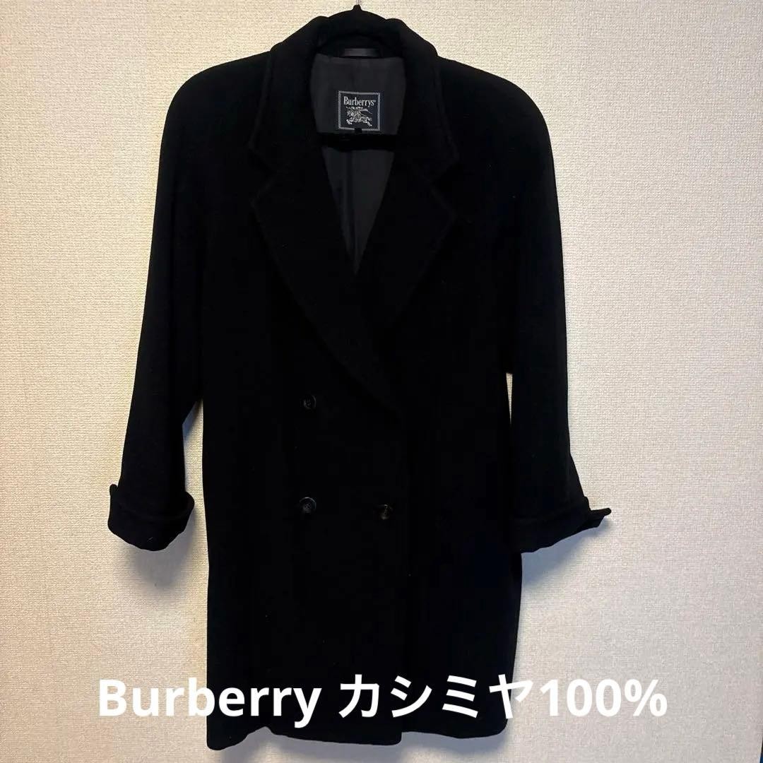 Excellent Condition Burberrys 100 Cashmere Double Chester Coat Black