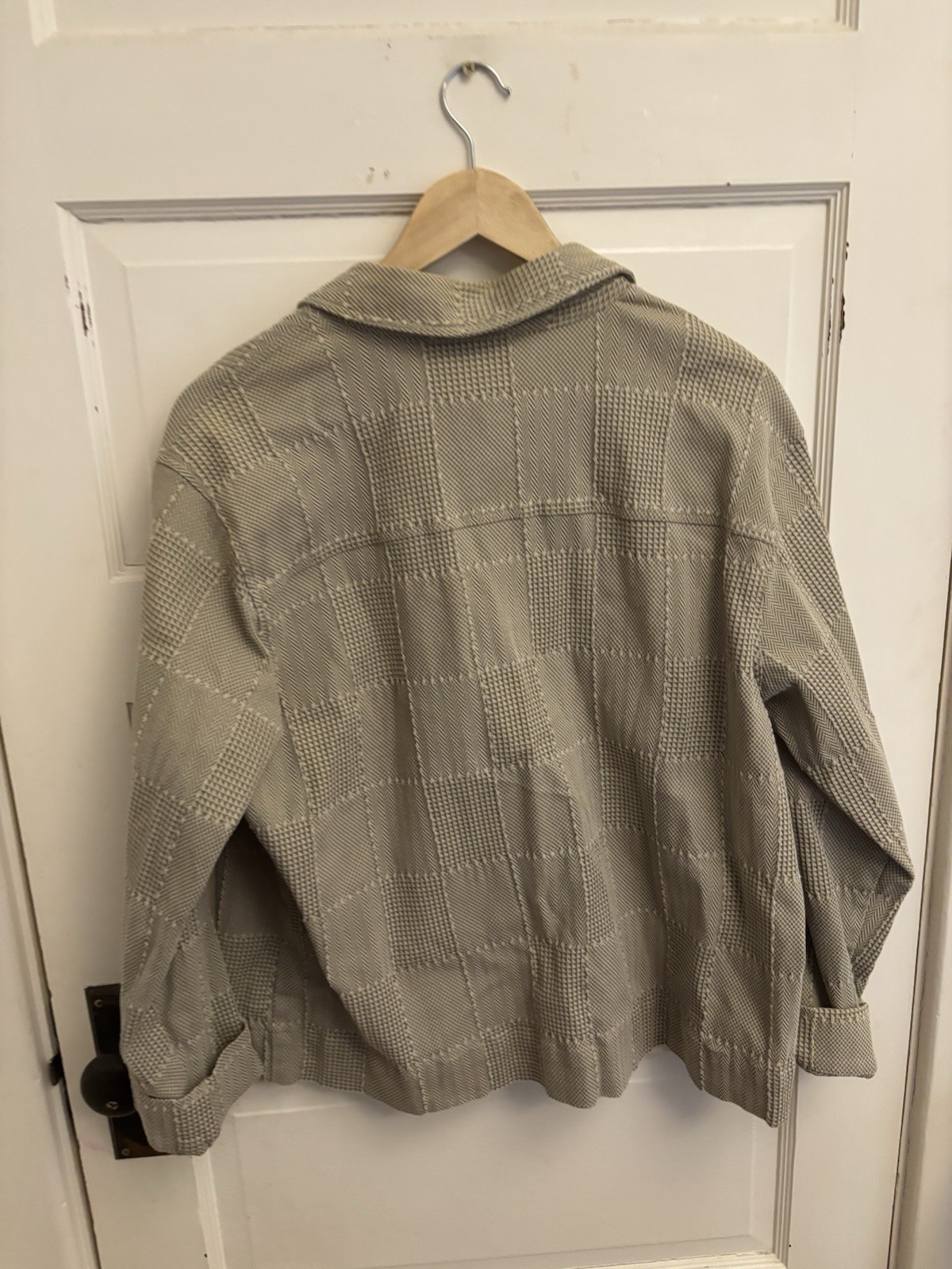 Coldwater Creek Vintage Women’s Tan Checkered Patchwork Button Jacket Size L