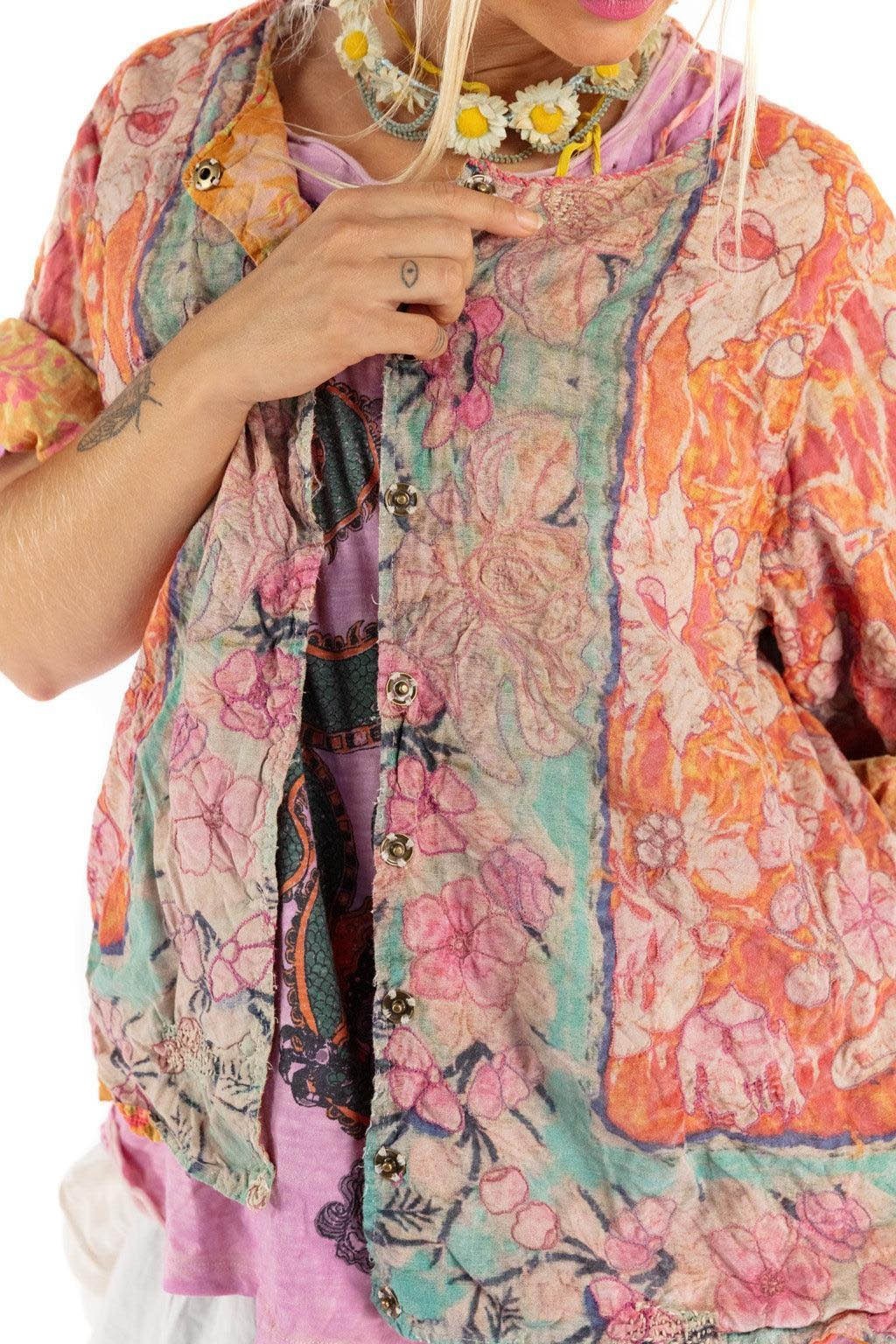 Magnolia Pearl Floral Print Quilted Cotton Isabeau Kimono Jacket (reversible)