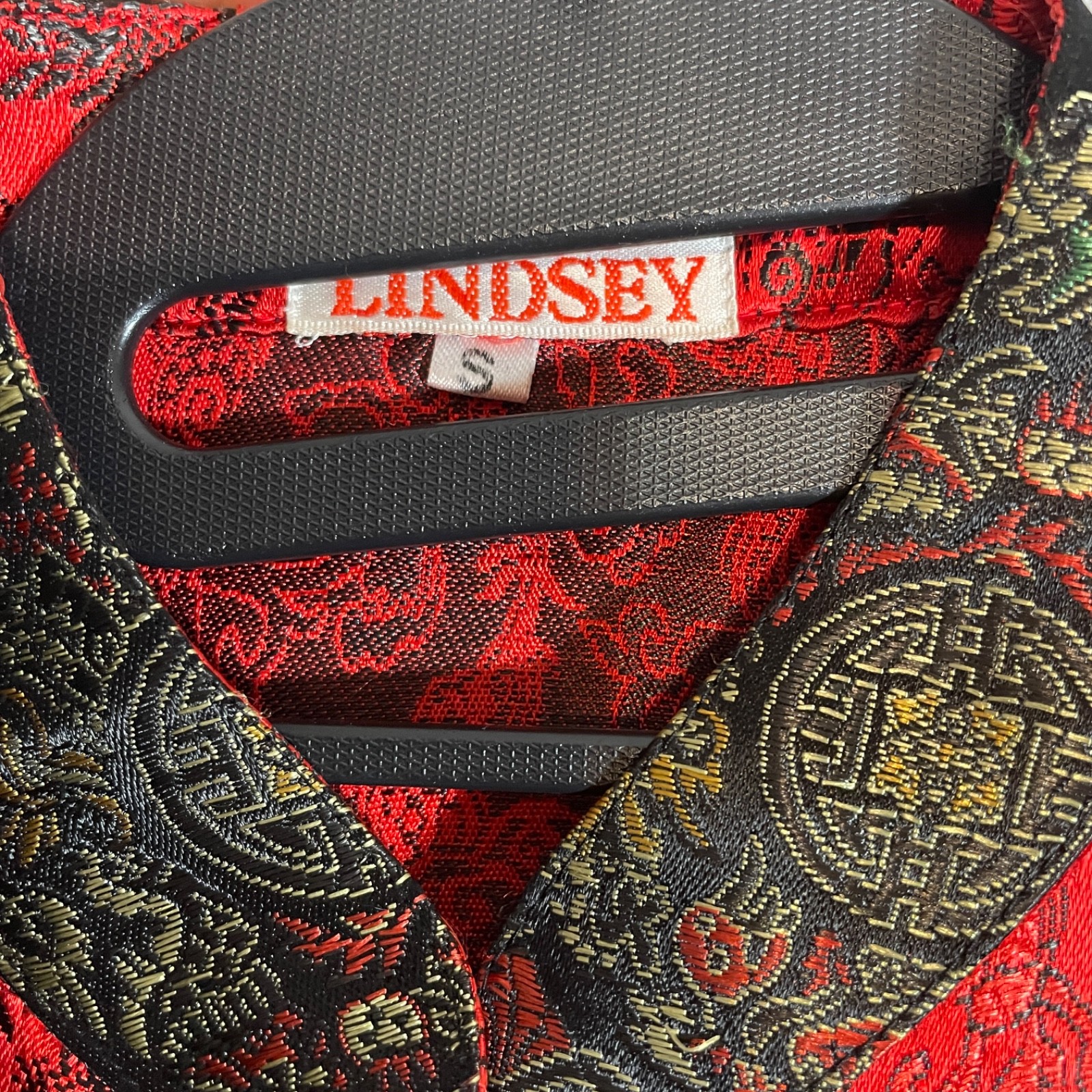 Lindsey Red Silk Brocade Cheongsam Qipao Vest Mandarin Collar Frog Button S