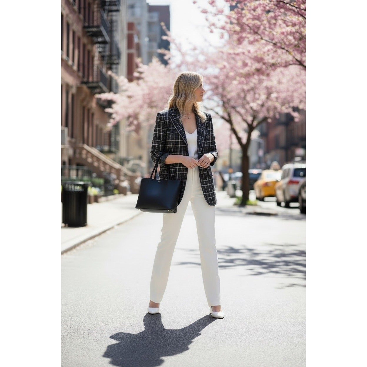 FREE PEOPLE JACKET L BLAZER OVERSIZED CHECK GINGHAM ACADEMIA GRUNGE EDGY