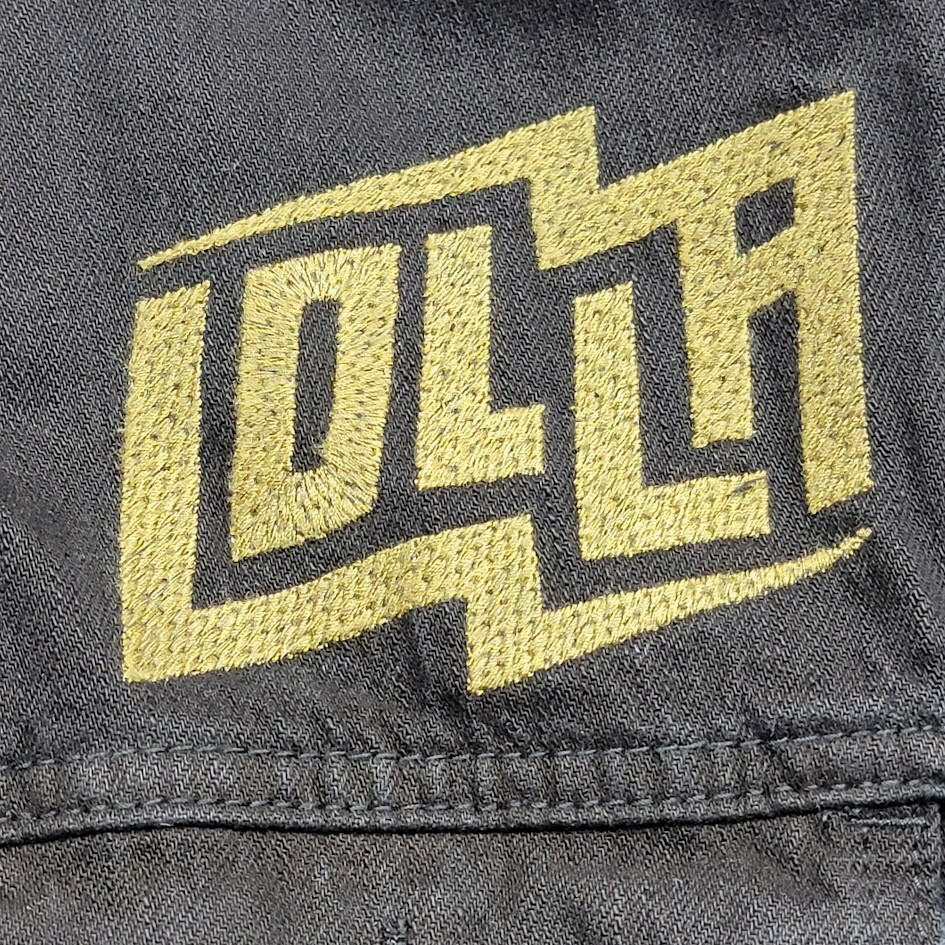 Strata Lolla Lollapalooza World Tour Jean Jacket Size Medium Black Denim