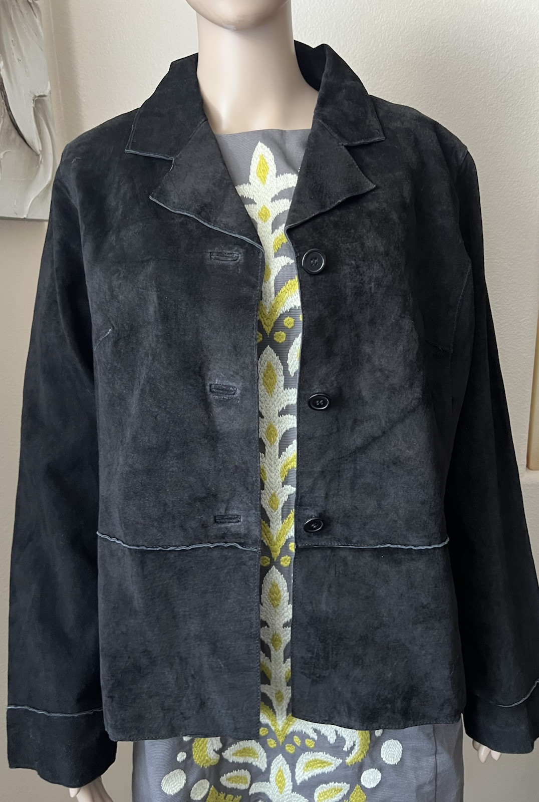 NWT BRANDON THOMAS Machine Washable & Dryable LEATHER BLAZER JACKET COAT sz L
