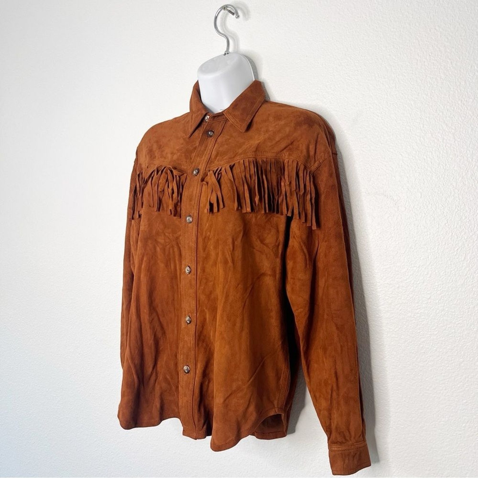Lizwear 90s Fringe Leather Western Festival Suede Cowgirl Jacket Small Petite