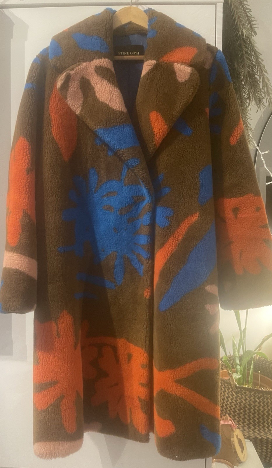 Stine Goya Teddy Coat, Abstract Multicolour, Size XS (relaxed)