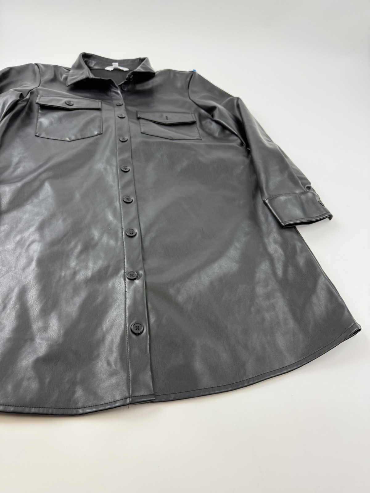 BB Dakota Steve Madden Coat Womens Large Black Faux Leather Shirt Jacket