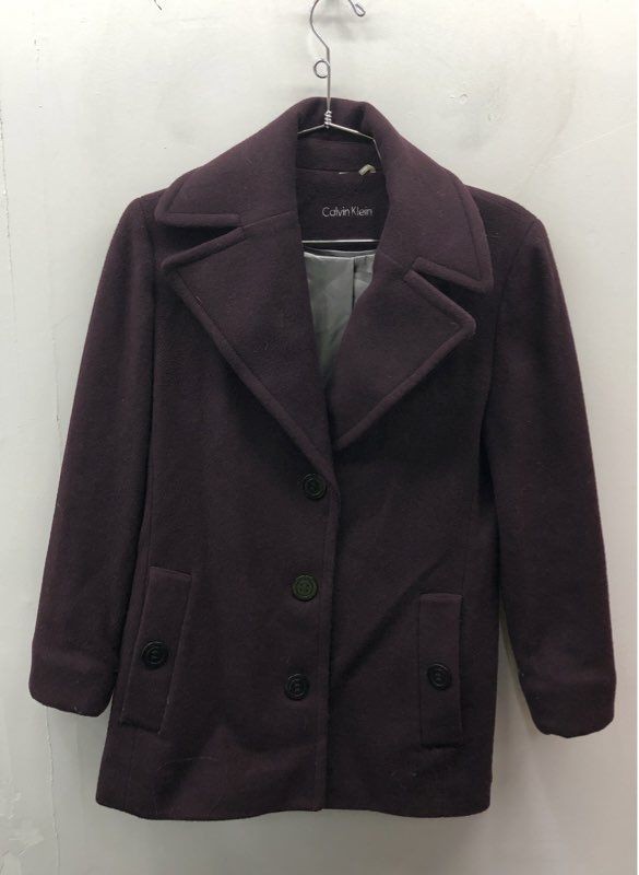 Calvin Klein Women’s Purple Wool Cashmere Blend Button Front Coat Size M