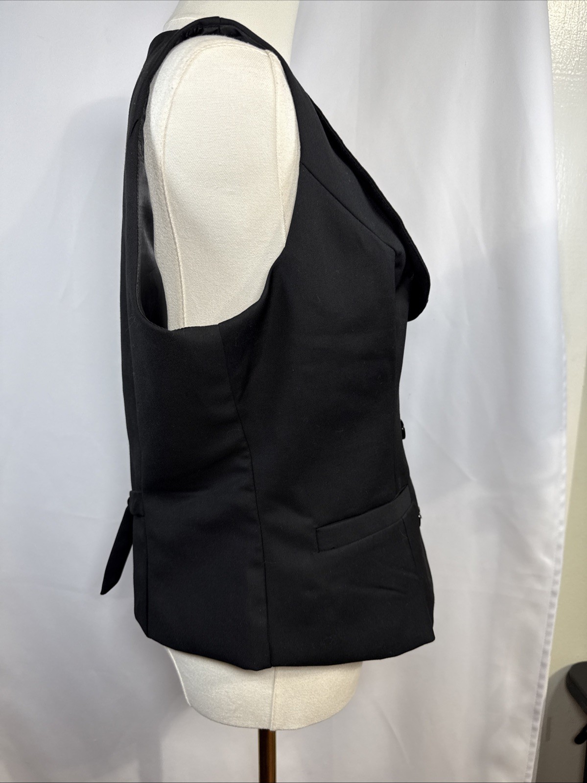 Belle Poque Black Suit Type Vest Women’s Lg. 6 Button Front, Buckle Back Strap.