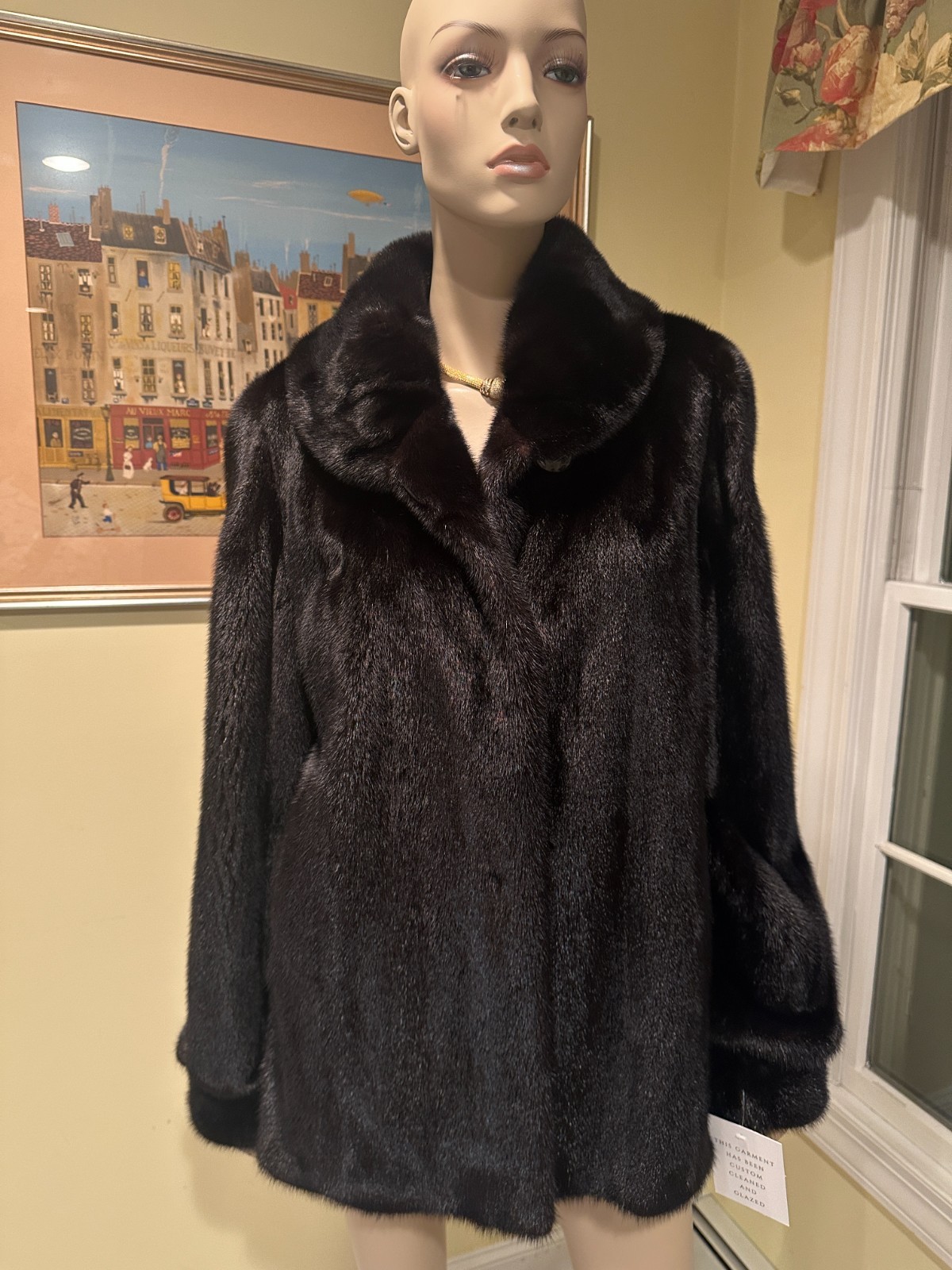 New! $10,000 Bloomingdales 28″ 8/10 Ranch Black Hip Length Mink Real Fur Jacket