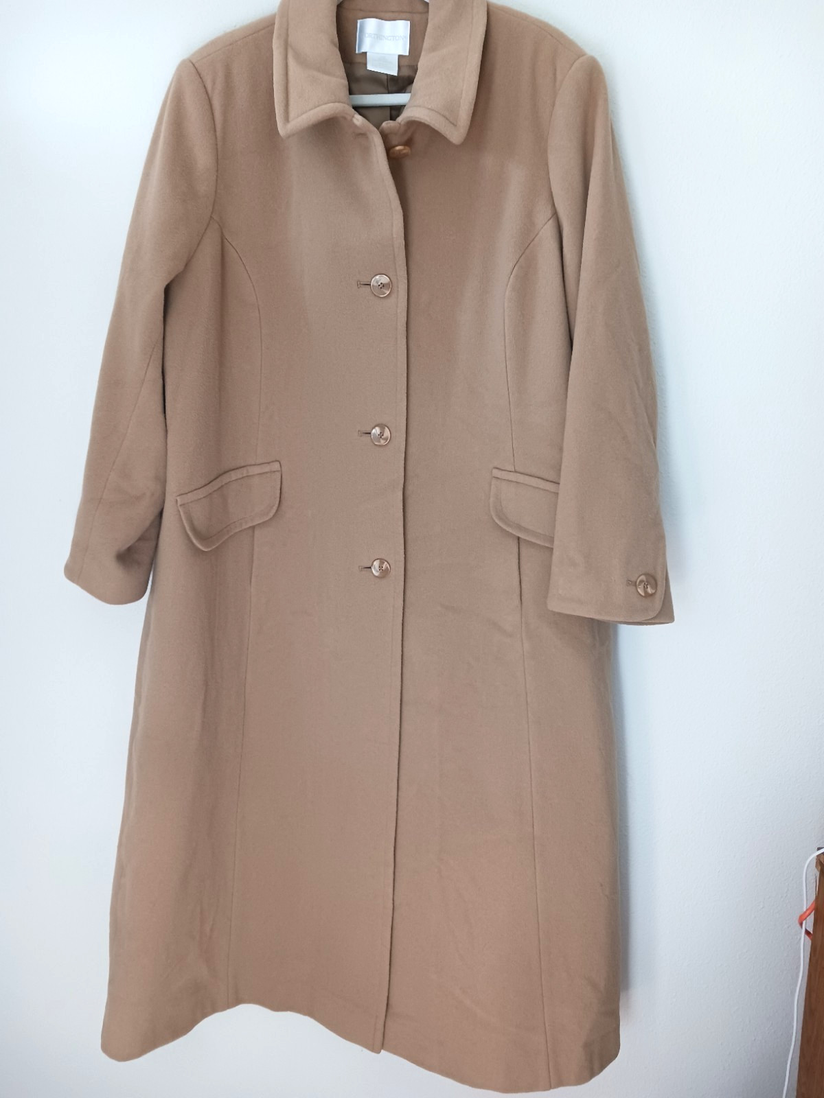 Vintage Worthington Full Length Trench Overcoat Sz 24W Camel Wool Cashmere Y2K
