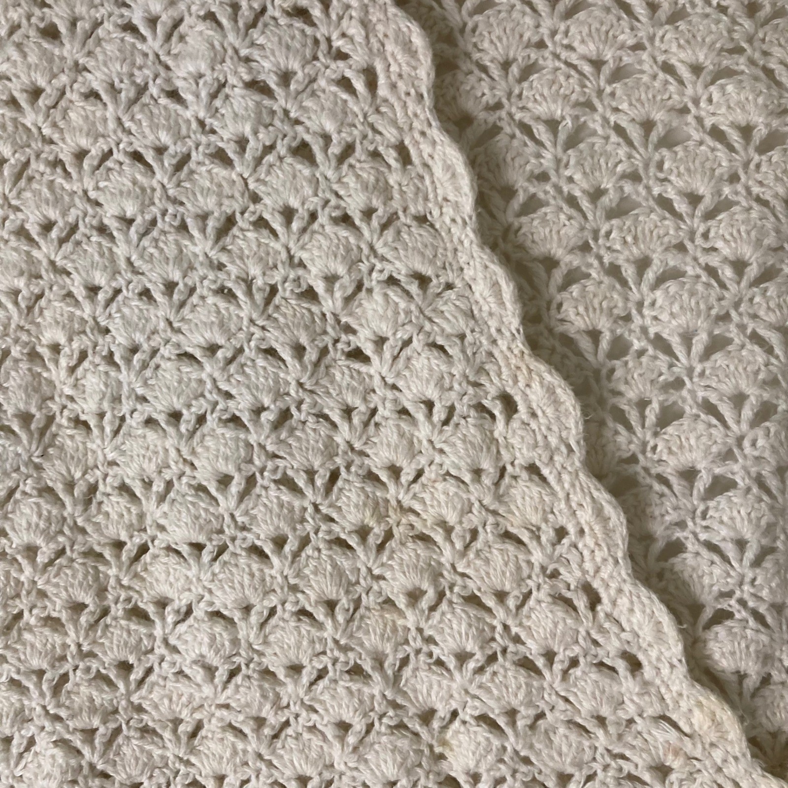 White Stag Vintage Boho Crochet Knit Vest Button Cream Ramie Cotton Cottagecore