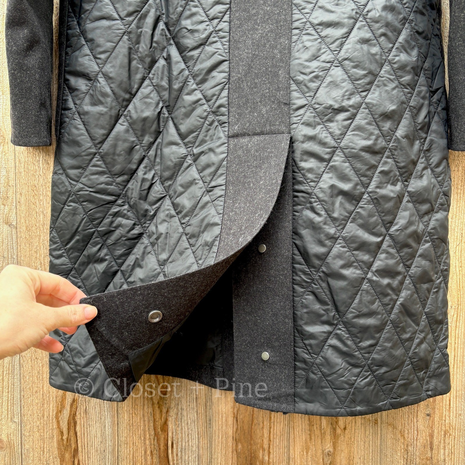 Lululemon Roam Far Wool Coat Heathered Black Size 12 Wool Blend