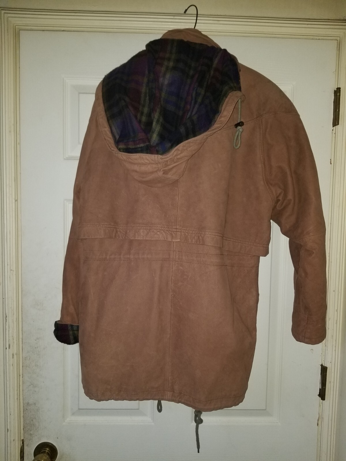 Adventure Bound Wilsons Leather Jacket Womens XS Brown Hooded Bomber Soft Heavy