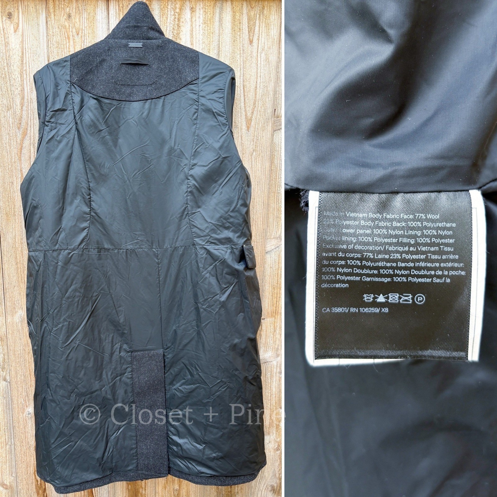 Lululemon Roam Far Wool Coat Heathered Black Size 12 Wool Blend