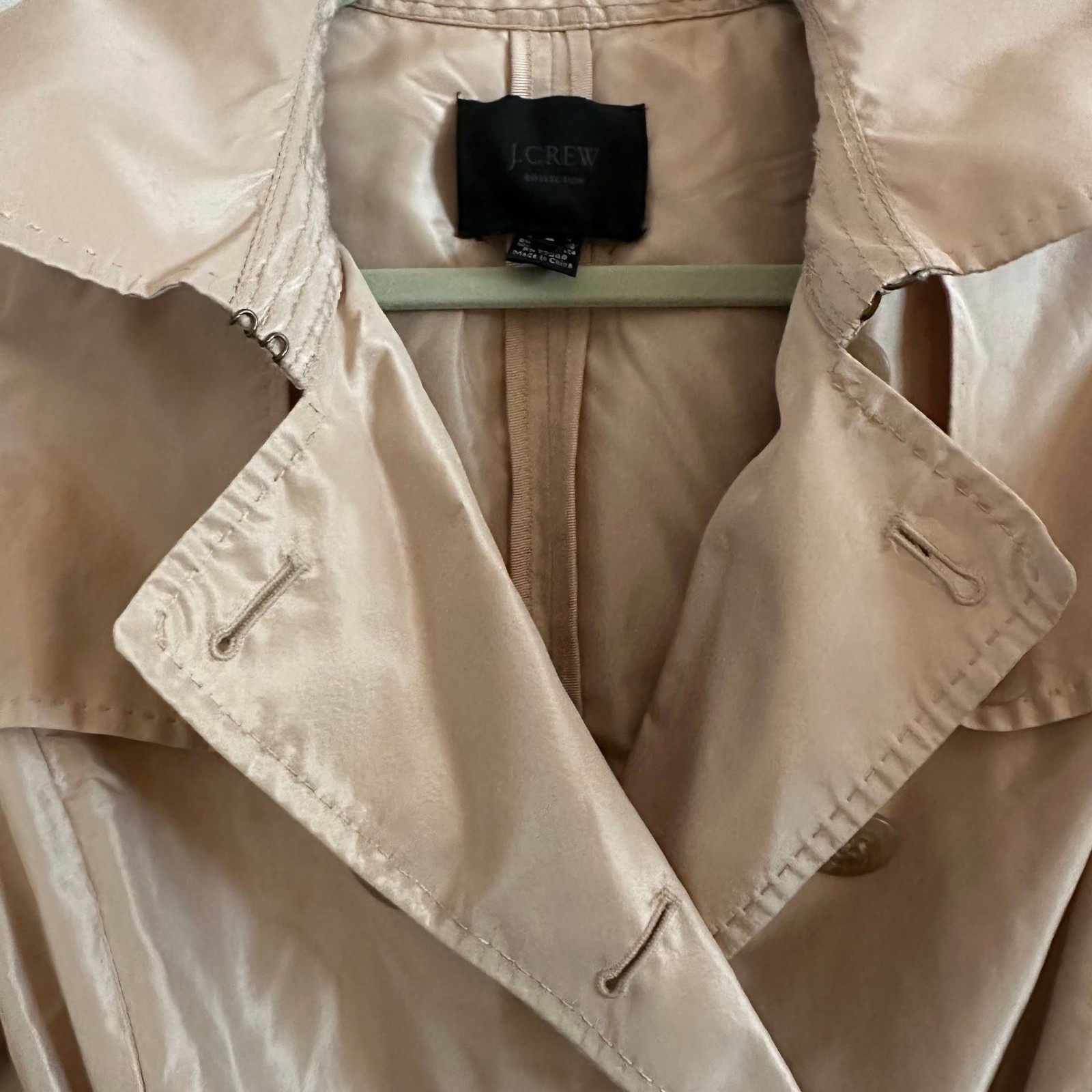 J. Crew Collection Blush Silk Taffeta Trench Coat Women’s Size 6 Classic