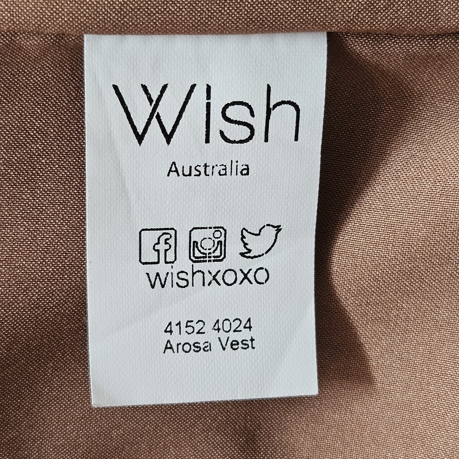 Wish Australia Vest Jacket Women’s AUS 8 XS The Arosa Vest Brown NWT Preppy Boho